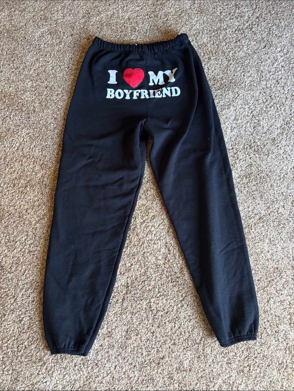 Jerzees Black Sweatpants with White and Red Graphic